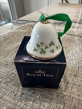 Vintage Royal Tara Galway Ireland Fine Porcelain Bell w Shamrocks St Patrick